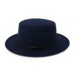 Flat Top Flat Brim Poly Hat in Navy