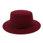 Flat Top Flat Brim Poly Hat in Wine