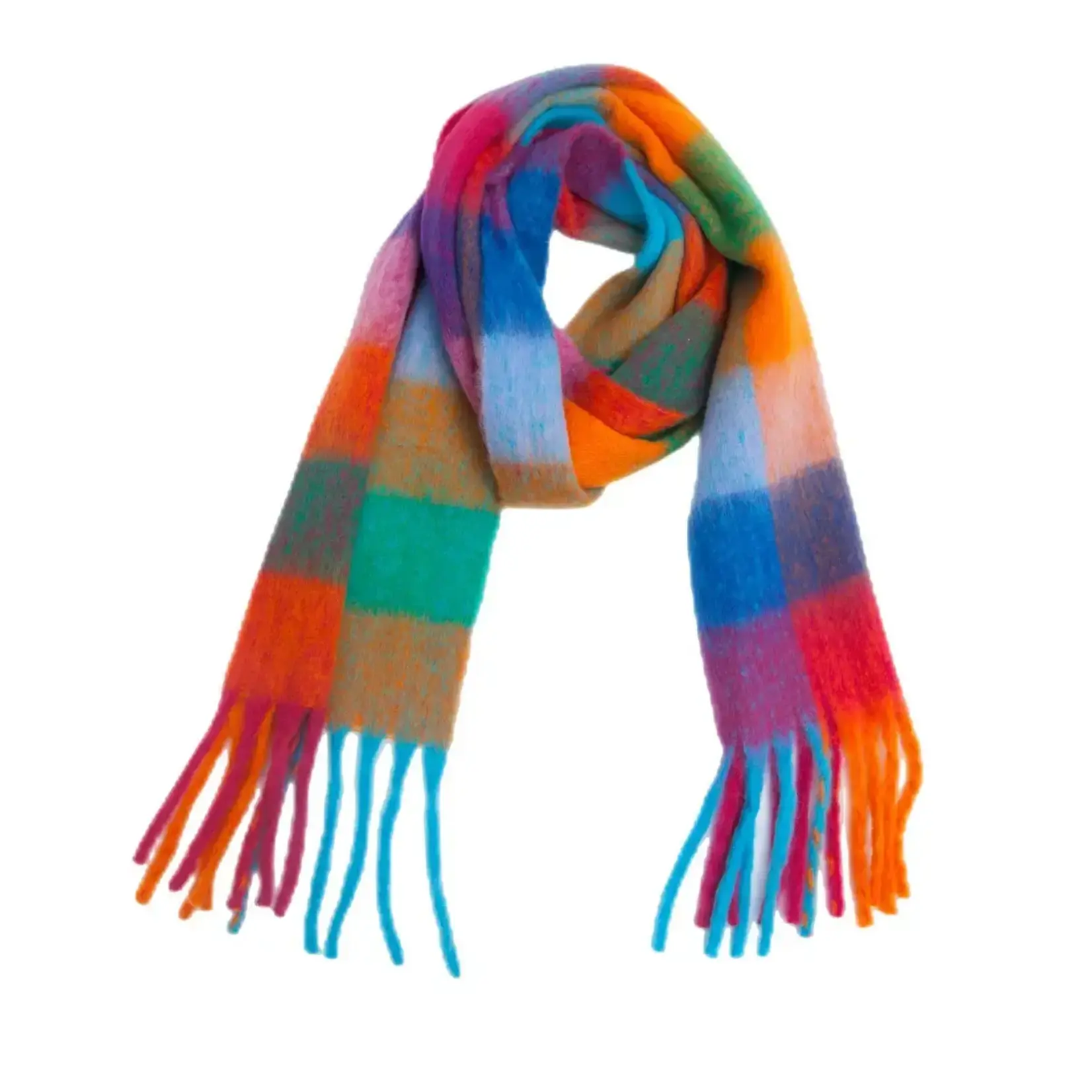 Heavy Color Block Scarf/Wrap w/Fringe in Multi