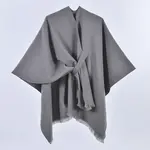 Solid Ruana w/Pull Through Tab in Grey