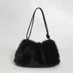 Faux Fur Shoulder Bag in Black