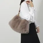 Faux Fur Shoulder Bag in Taupe