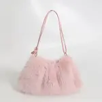 Faux Fur Shoulder Bag in Blush