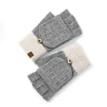 Knit Two Tone Half Finger Flip Mittens in Grey