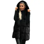 Plush Faux Fur Hooded Vest in Black (med)