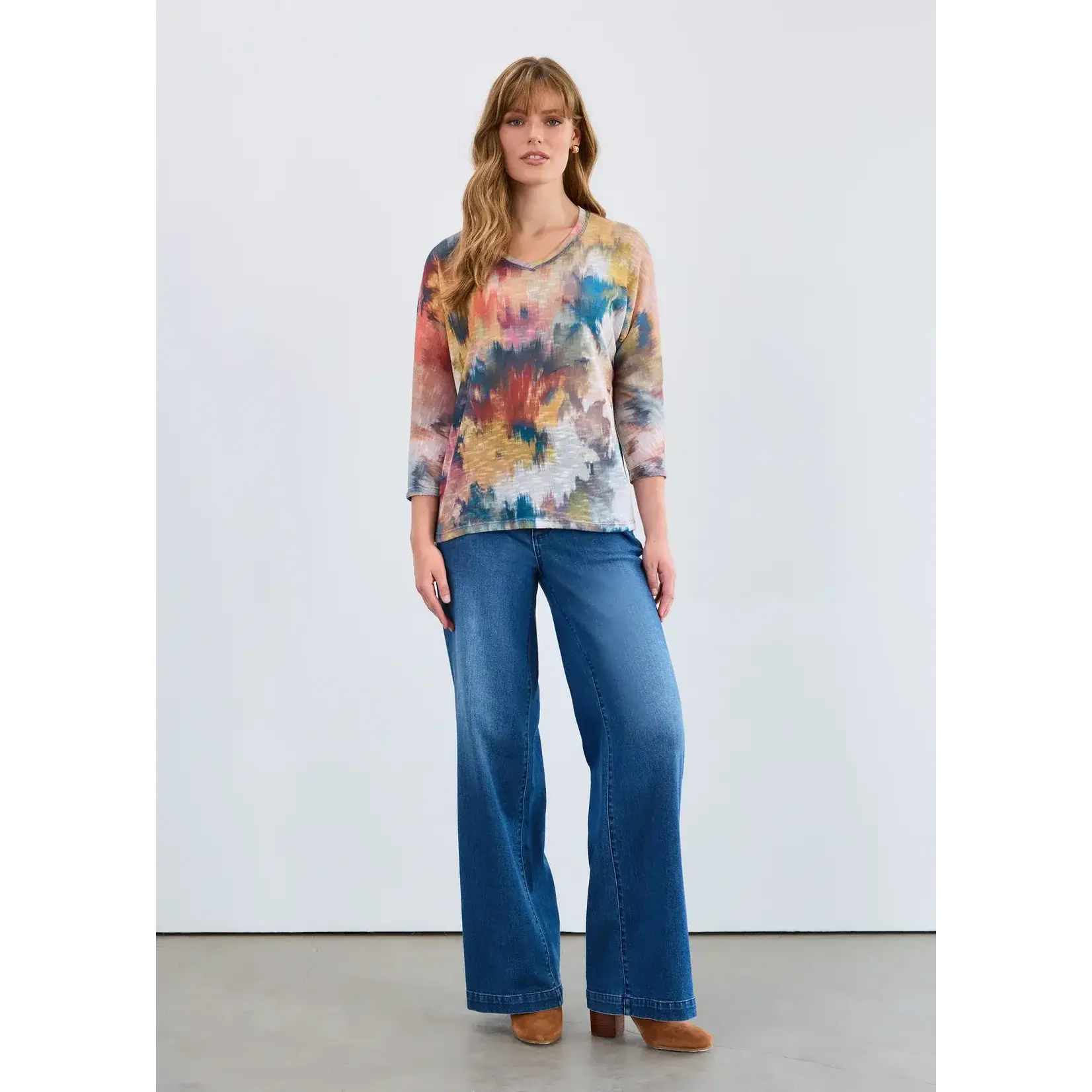 FDJ Dolman V-Neck Top in Fall Bouquet