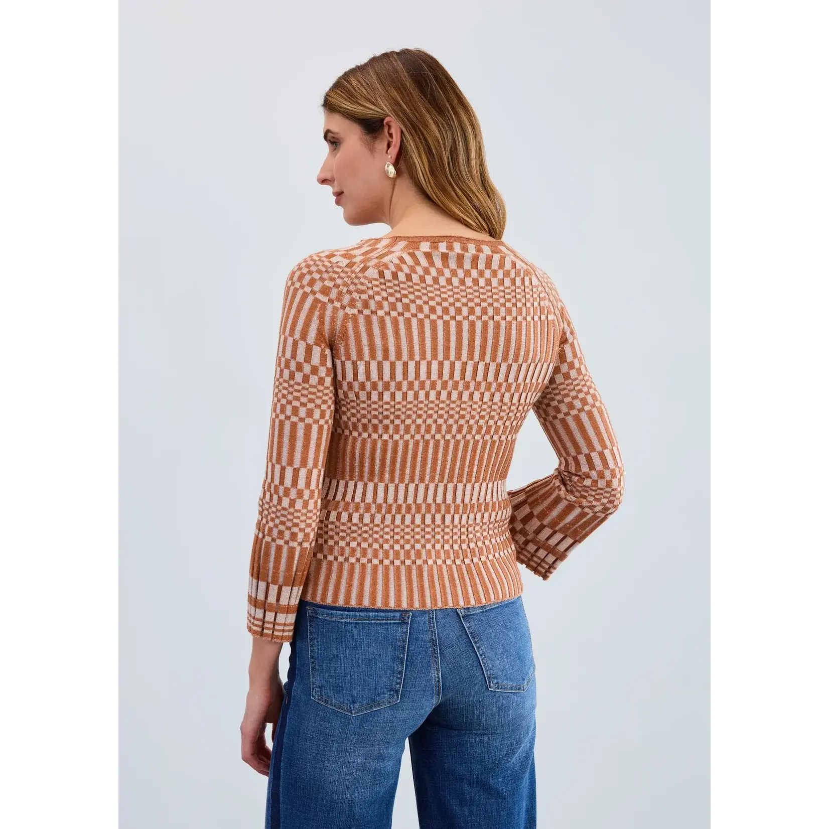 FDJ Long Sleeve Ribbed Sweater in Bronze/Creme
