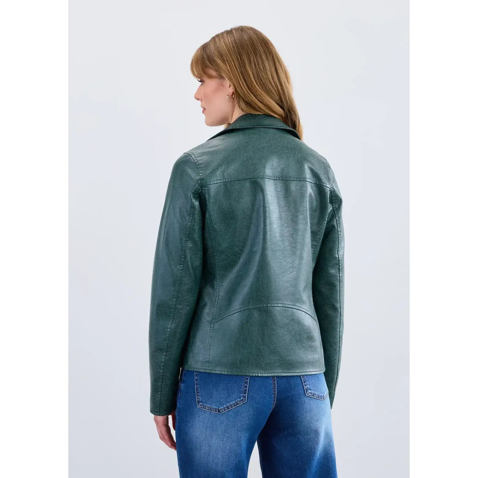 FDJ Faux Leather Moto Jacket in Spruce