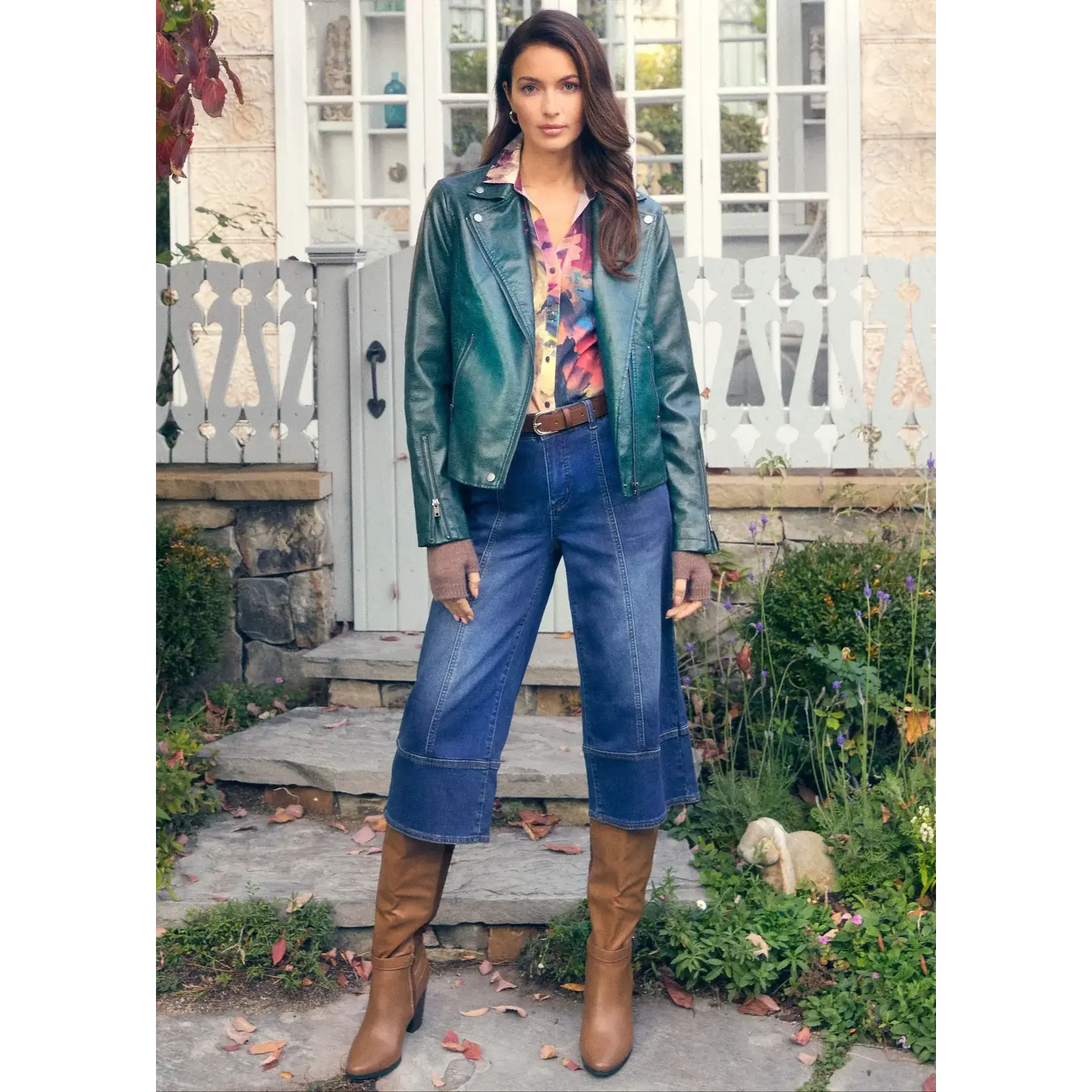 FDJ Faux Leather Moto Jacket in Spruce