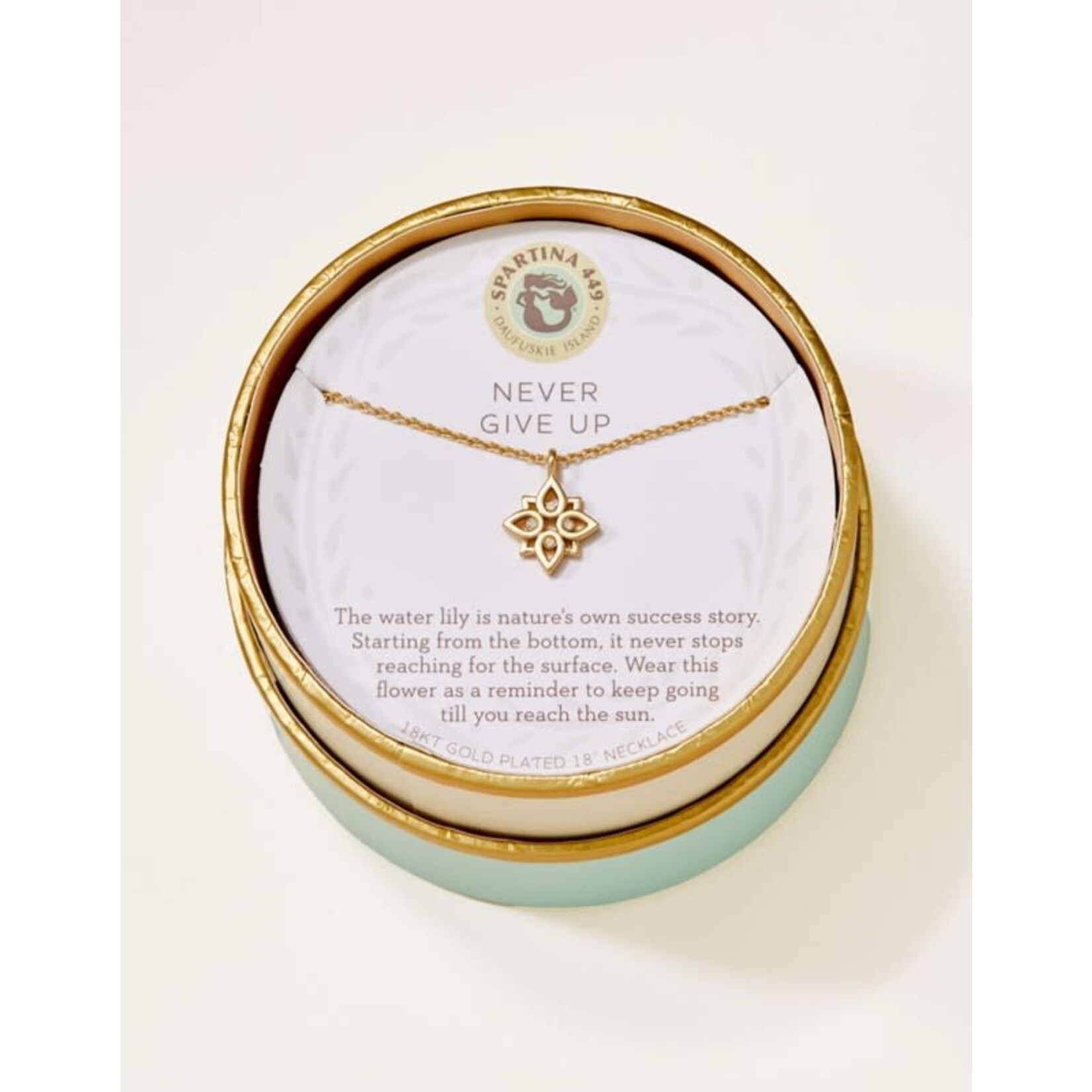 Spartina SLV Necklace 18" Never Give Up/Lotus Gold