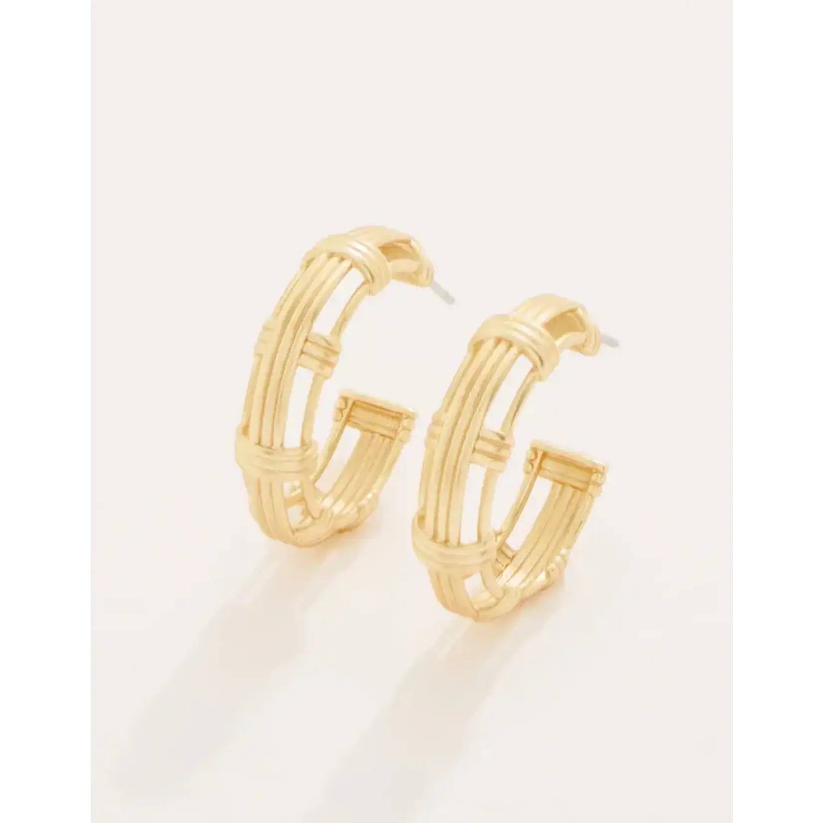 Spartina Basket Weave Hoop Earrings Gold