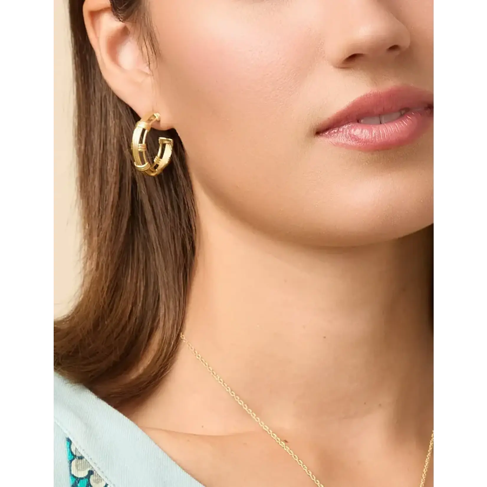 Spartina Basket Weave Hoop Earrings Gold