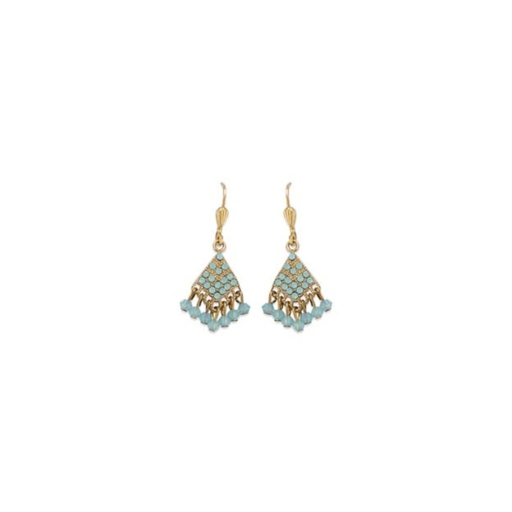 Lace Fan Earrings in Peacock
