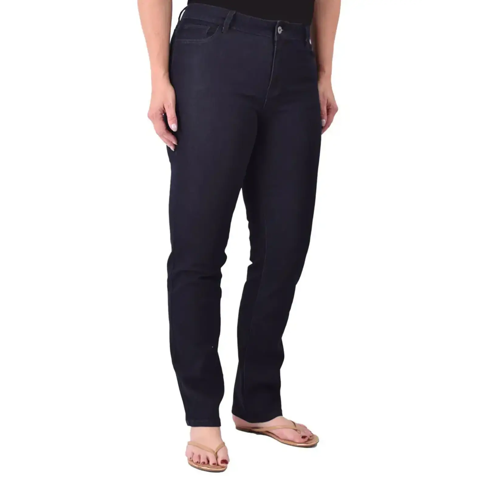 Zip Fly Dark Wash Straight Leg Denim