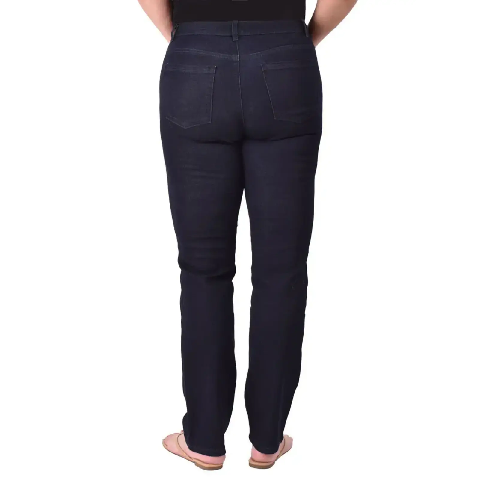 Zip Fly Dark Wash Straight Leg Denim