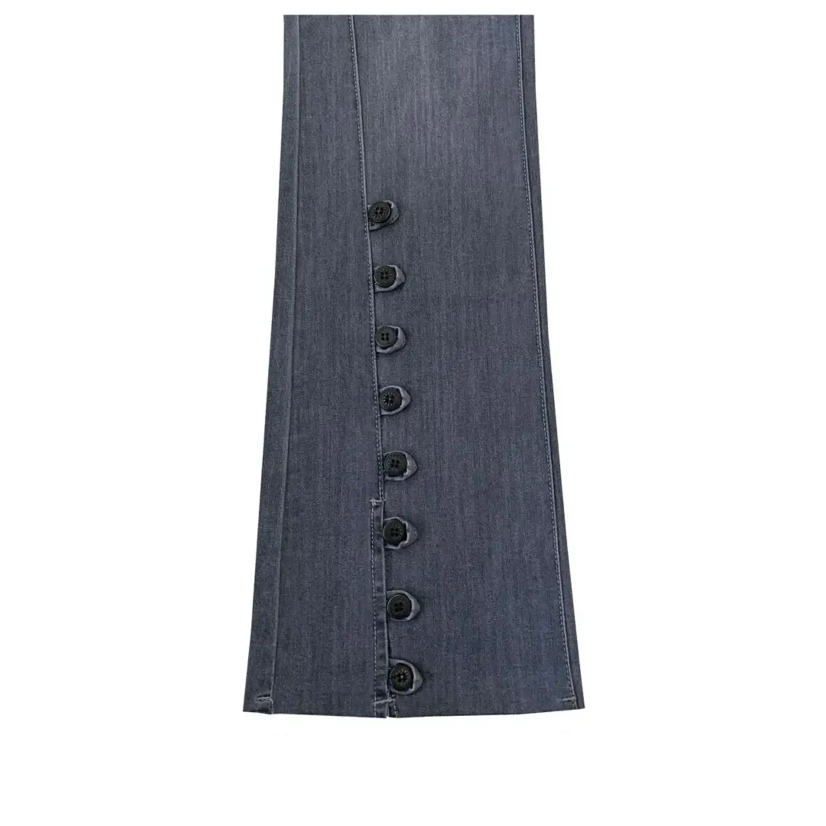 Zip Front W/Button on Front Legs in Gray Wash