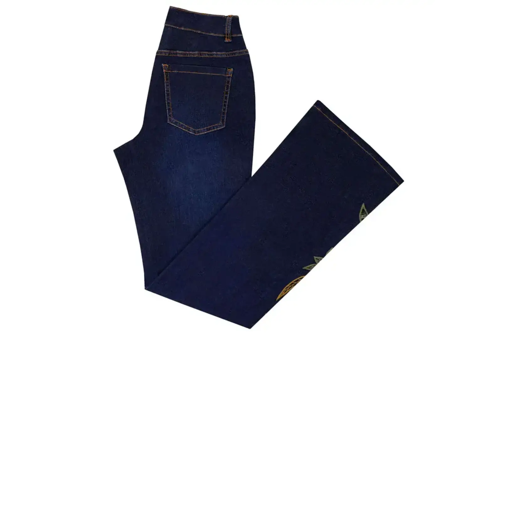 Zip Front Boot Cut Denim w/Embroidery