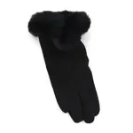 Pretty Persuasions Faux Fur Trim Velvet Like Gloves in Black