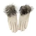 Pretty Persuasions Faux Fur Pom Pom Gloves in Sand