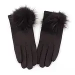 Pretty Persuasions Faux Fur Pom Pom Gloves in Brown