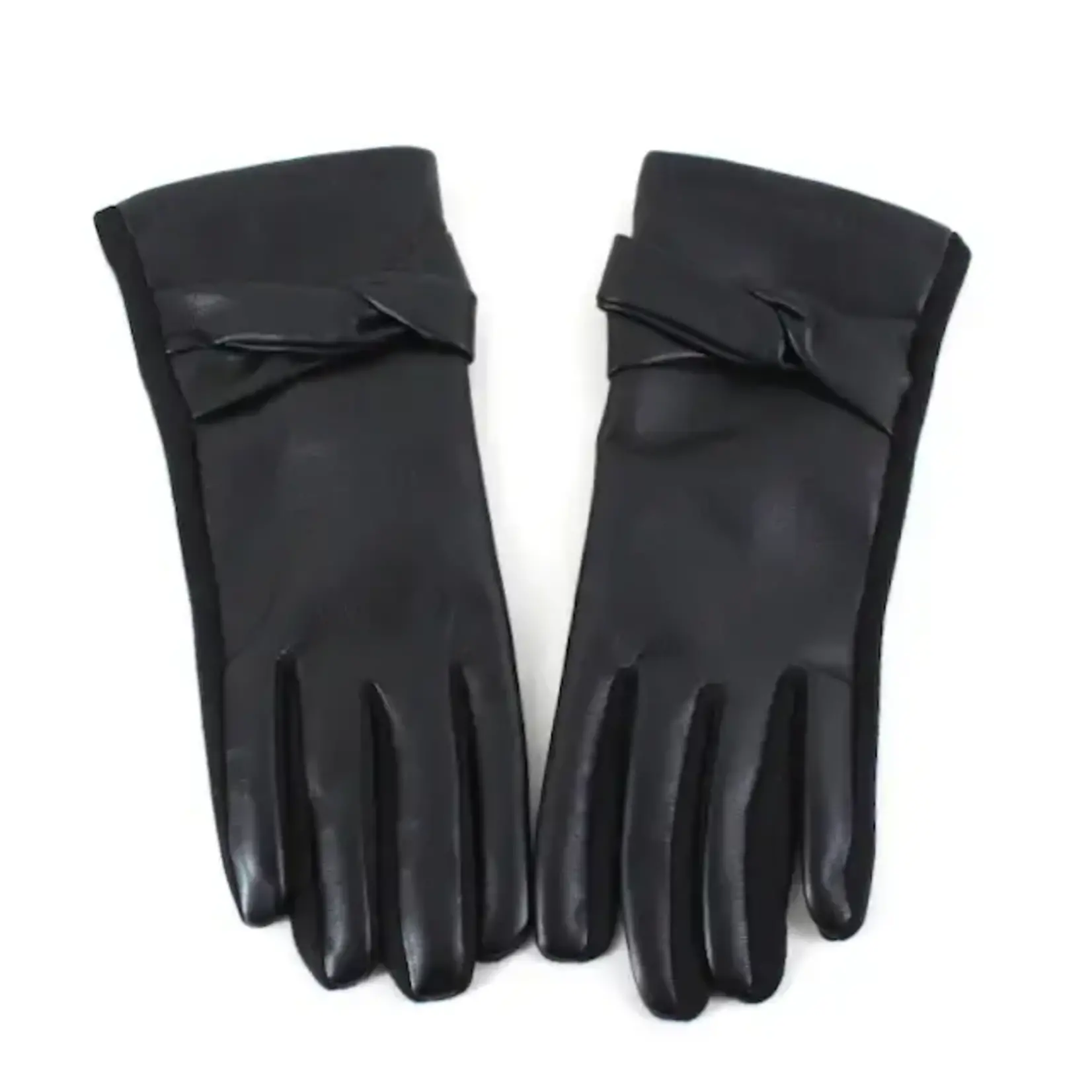 Pretty Persuasions Faux Leather w/Twist on Wrist Gloves in Black