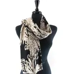 Pretty Persuasions Cashmere Like Print Scarf in Ivory/Black