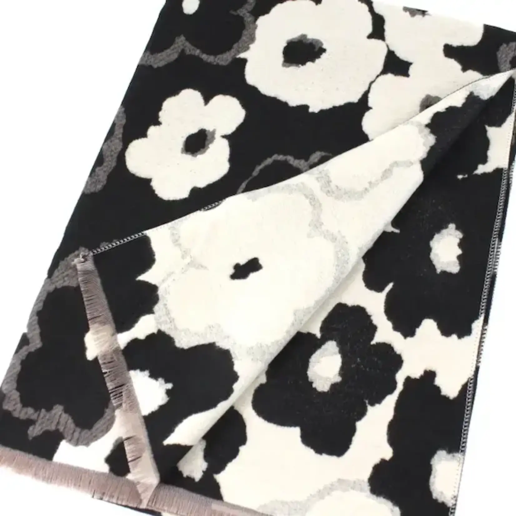 Pretty Persuasions Florensa Reversible Polyester/Viscose Scarf In Black/Cream