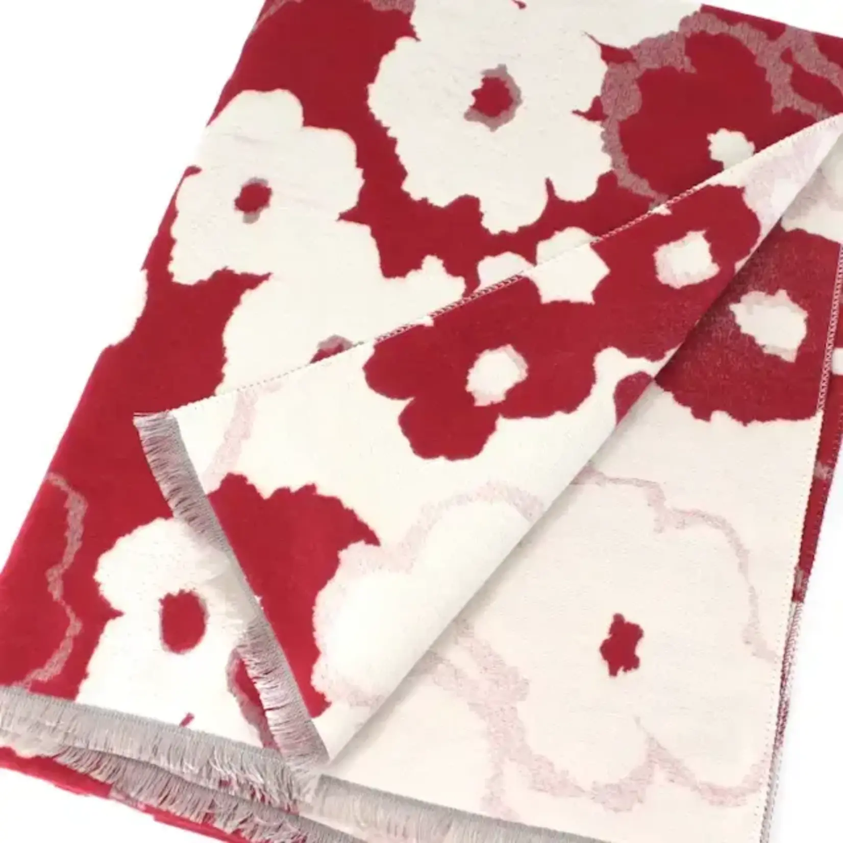 Pretty Persuasions Florensa Reversible Polyester/Viscose Scarf In Red/Cream