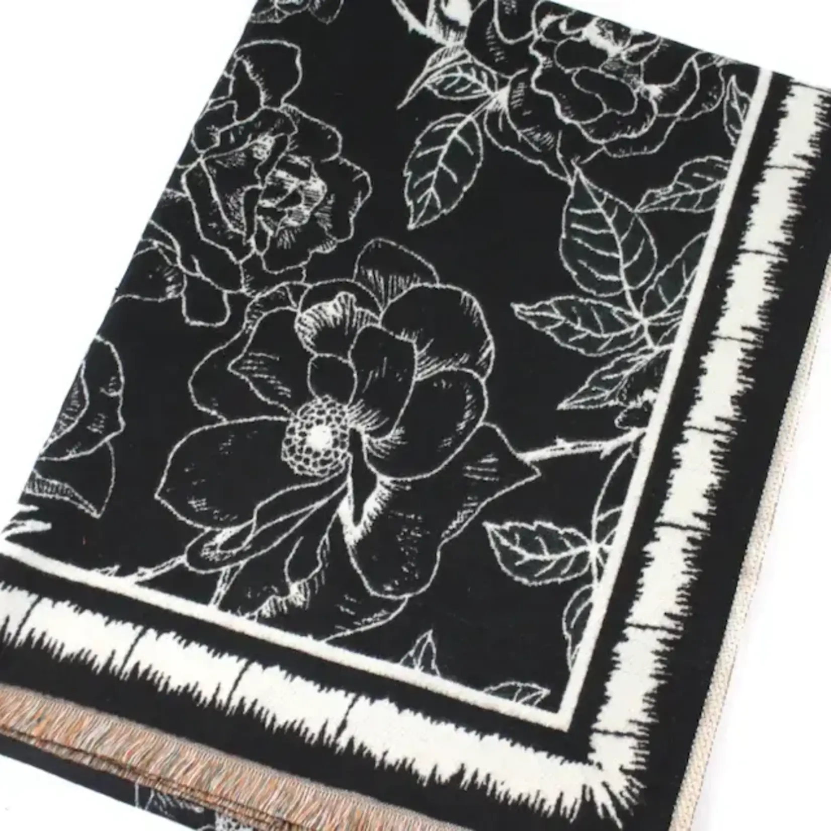 Pretty Persuasions Polyester Reversible Fine Floral Scarf in Black
