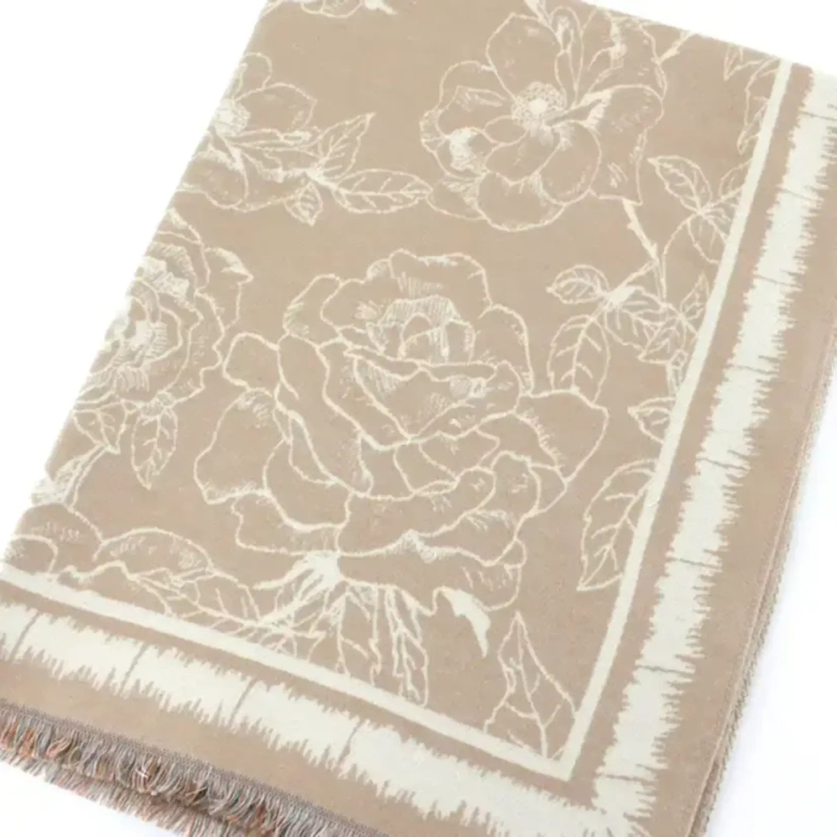 Pretty Persuasions Polyester Reversible Fine Floral Scarf in Sand