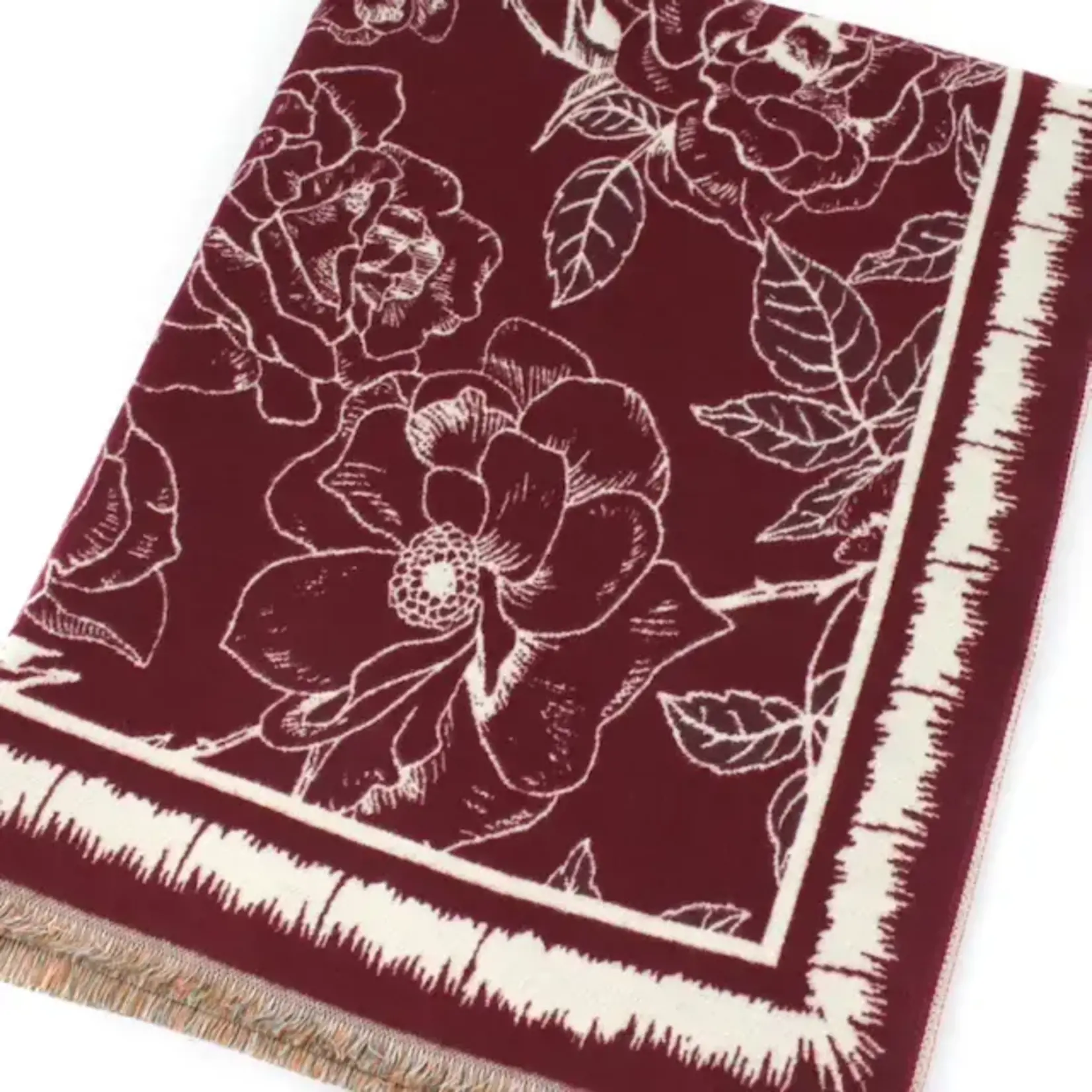 Pretty Persuasions Polyester Reversible Fine Floral Scarf in Maroon