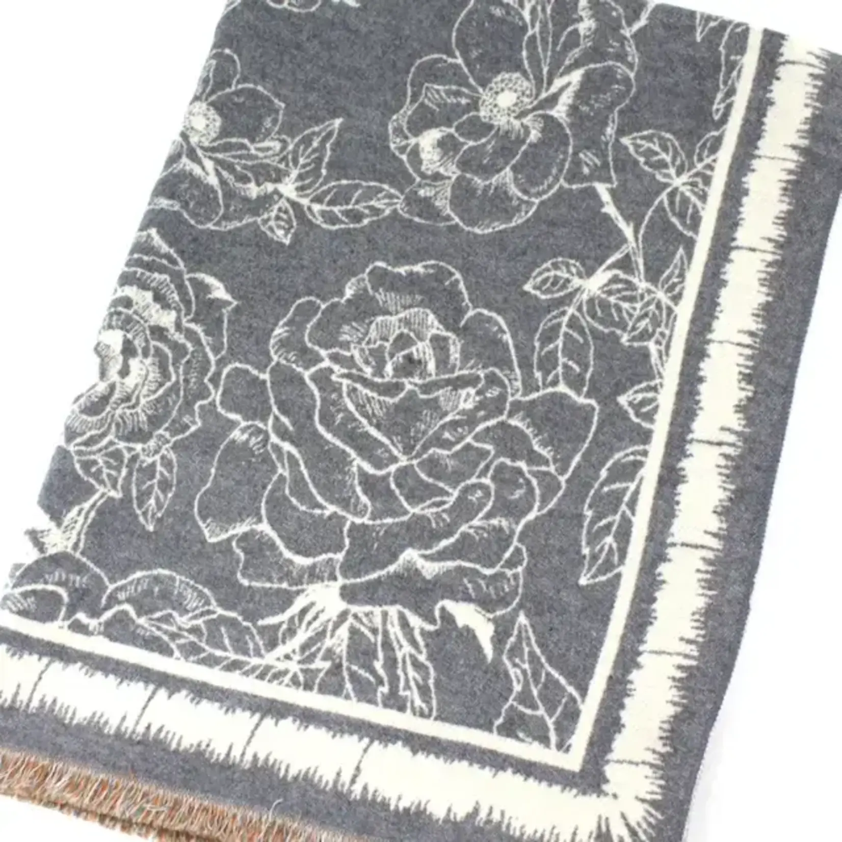 Pretty Persuasions Polyester Reversible Fine Floral Scarf in Grey