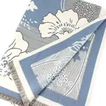 Pretty Persuasions Polyester Reversible Large Floral Scarf in Blue/Ivory