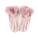 Pretty Persuasions Faux Fur Trim Velvet Like Gloves in Pink