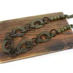 Pretty Persuasions Bold Polyresin Chain Link Beaded Statement Necklace in Olive