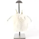 Pretty Persuasions Faux Fur Drawstring Bucket Crossbody Bag in Cream