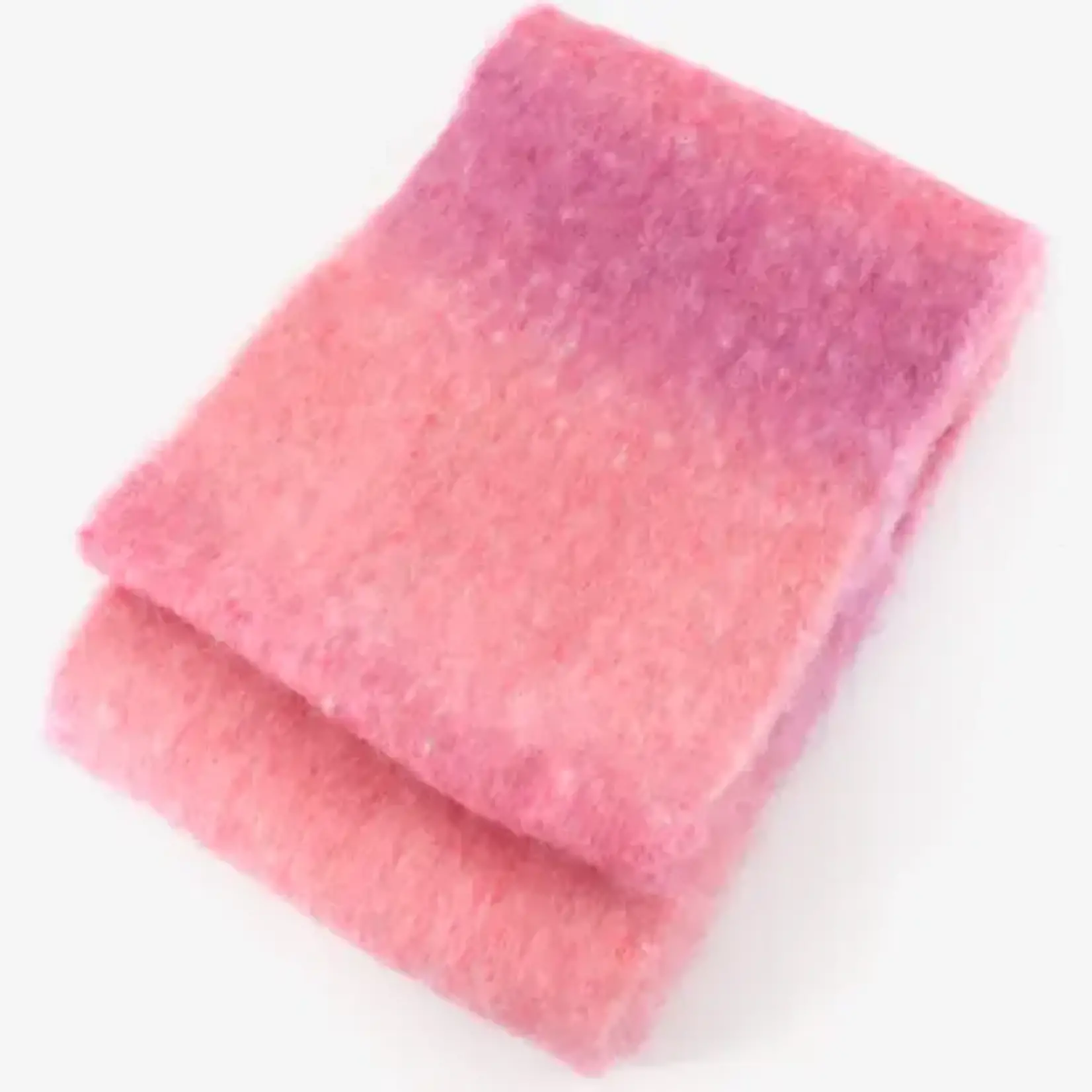 Pretty Persuasions Gentle Song Scarf w/Stripe & Fringe in Fuchsia & Pinks