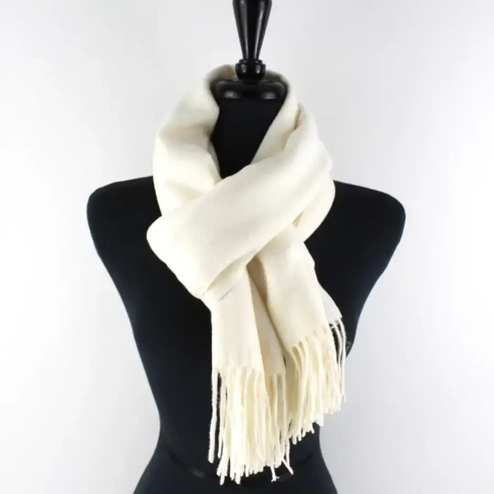 Pretty Persuasions Solid Color Cozy Soft Scarf In Ivory