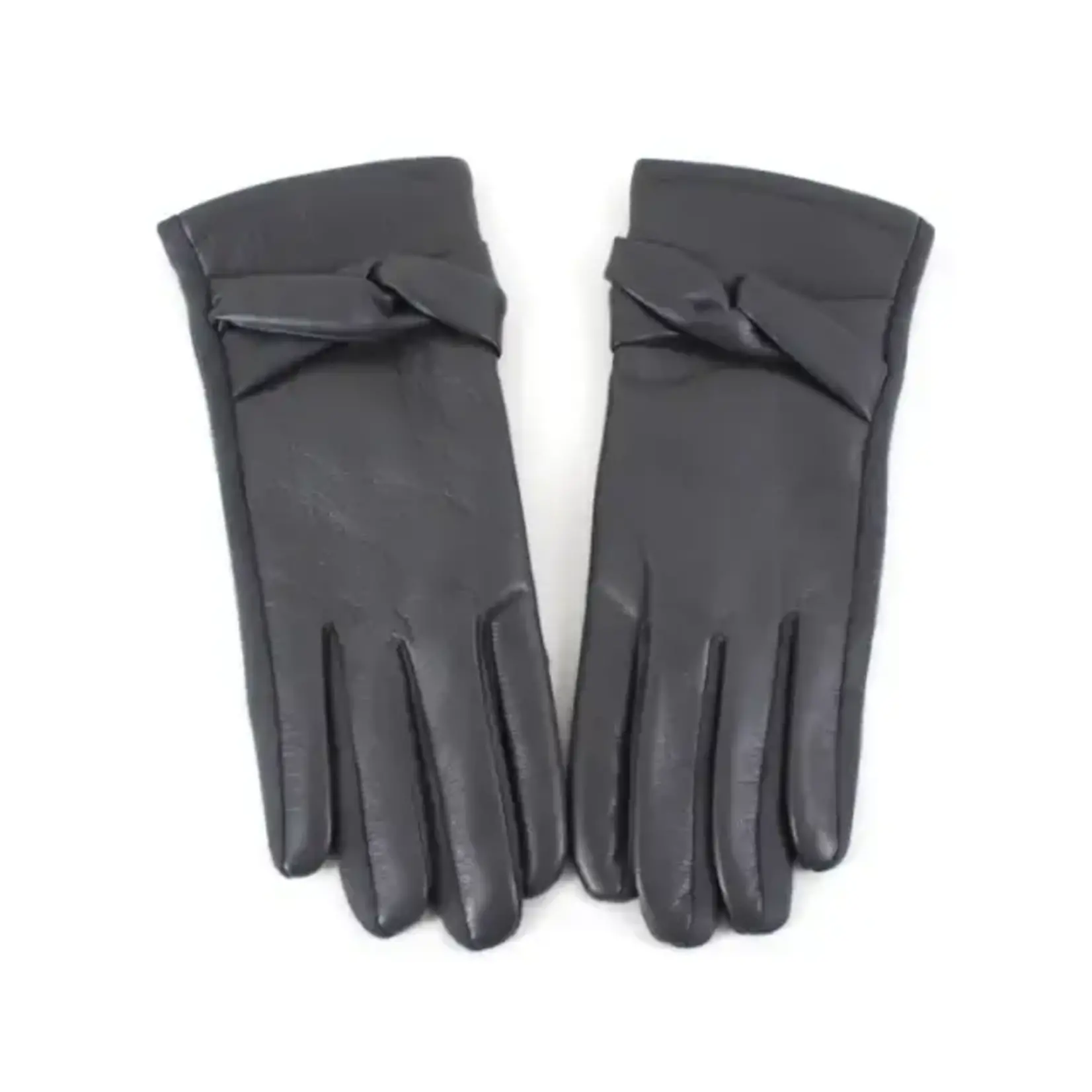 Pretty Persuasions Faux Leather w/Twist on Wrist Gloves in Grey