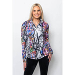 Microfiber Zip Neck Top in Nightfall Branches