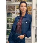 FDJ Denim Zip Front Jacket in Dark Blue