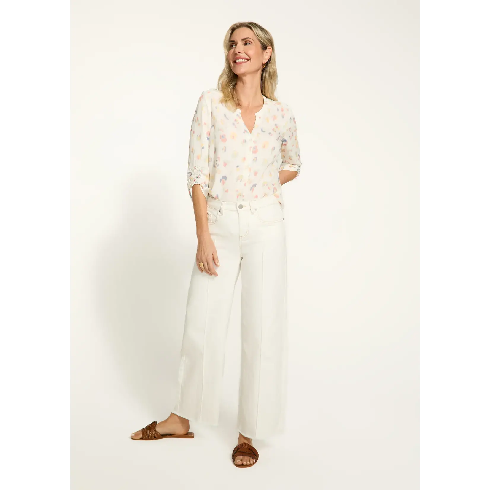 FDJ Olivia Wide Leg Ankle Jeans in Ivory