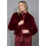 Picadilly Zip Front Faux Fur Jacket in Bordeaux