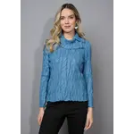 Picadilly Split Collar Pleated Top in Celestial