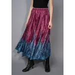 Printed Crinkled Long Skirt in Bordeaux Multi