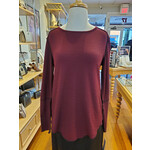 Seersucker Boatneck in Merlot/Blk Contrast