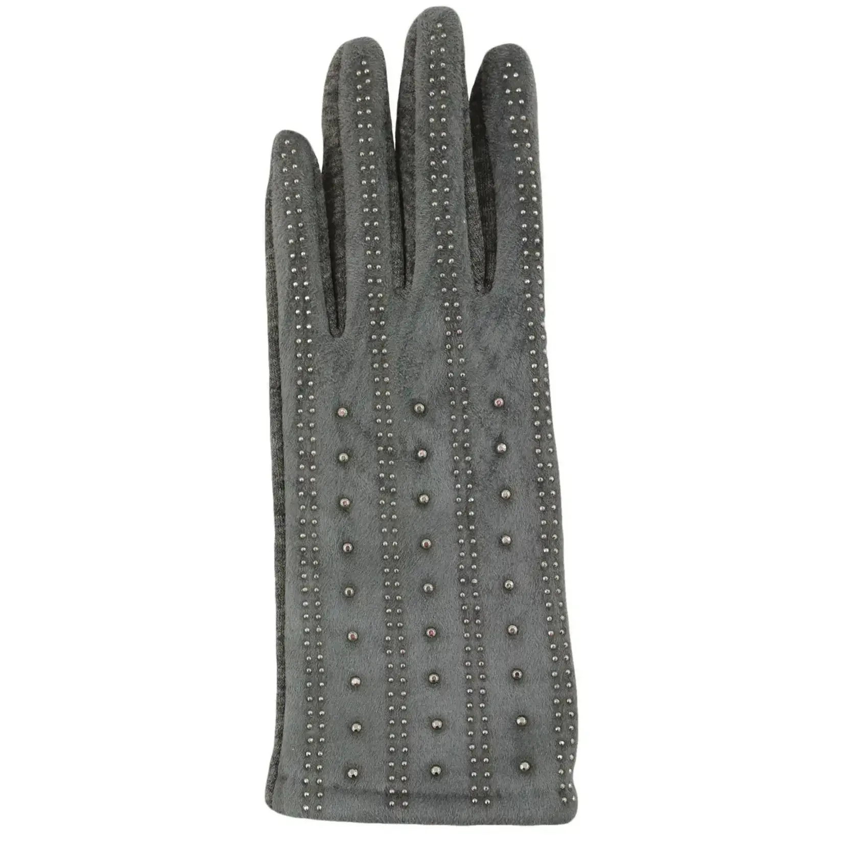 Jeanne Simmons Texting Rhinestone Striped Gloves In Grey