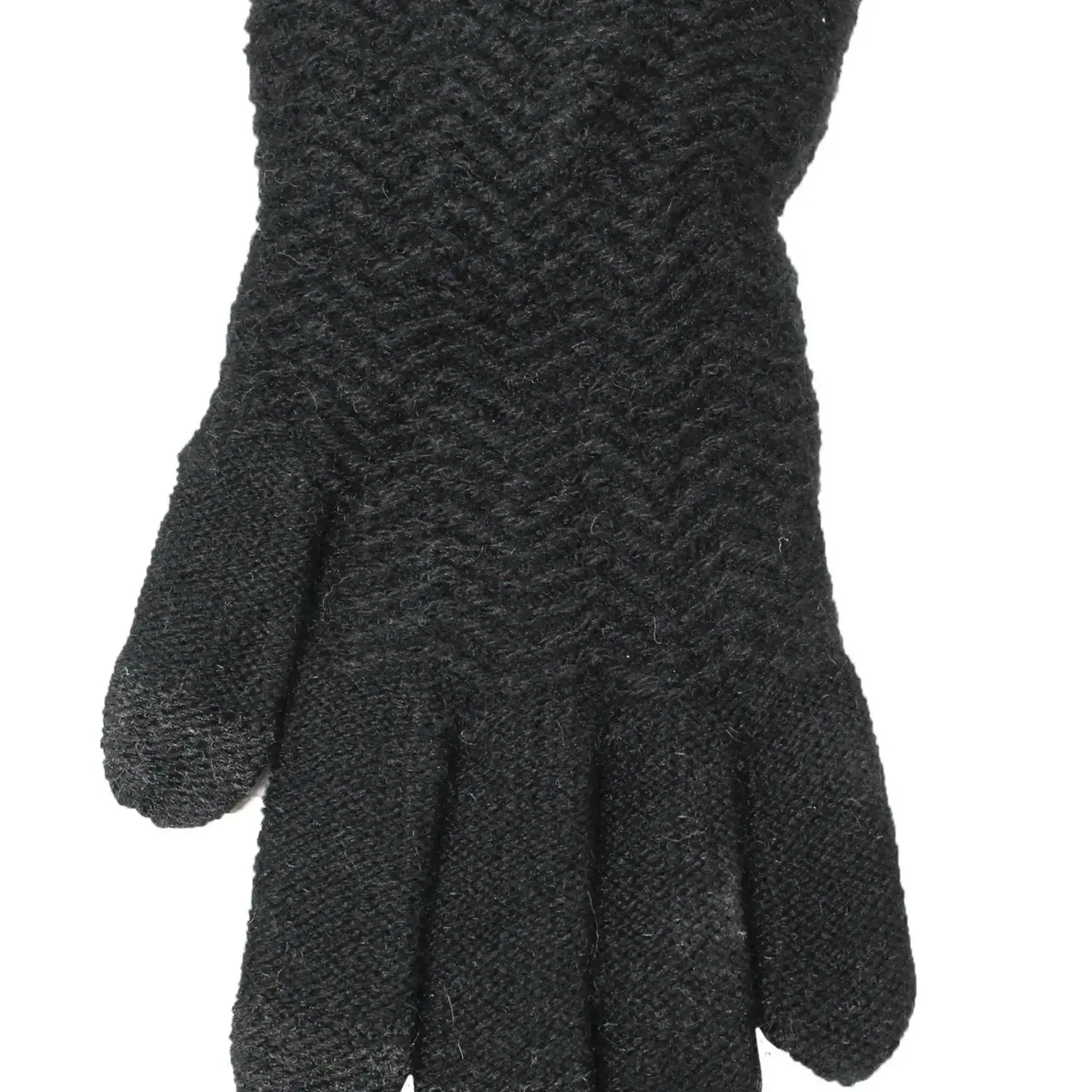 Jeanne Simmons Zigzag Knit Texting Gloves In Black