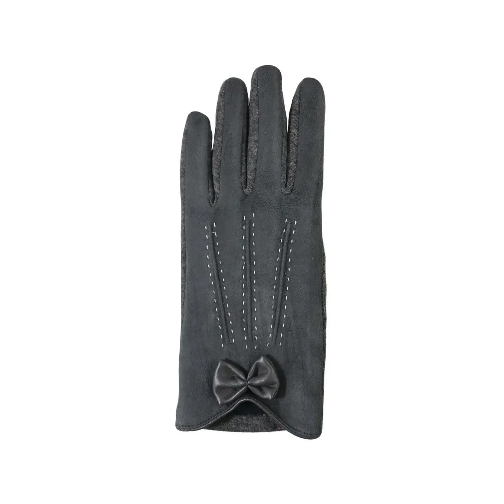 Jeanne Simmons SuedelikeTop/Jersey Stitch Plthr Bow Text Gloves in Black