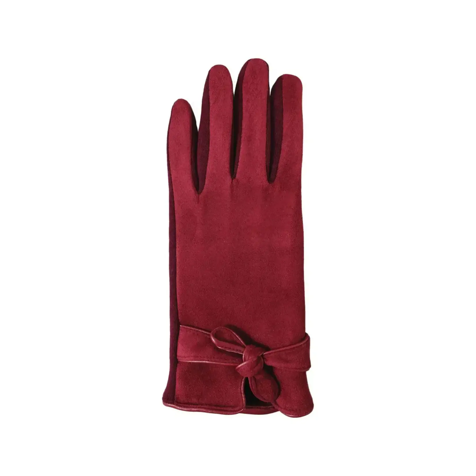 Jeanne Simmons Suede-like Top Jersey Btm Lined Twist Bow Texting in Red